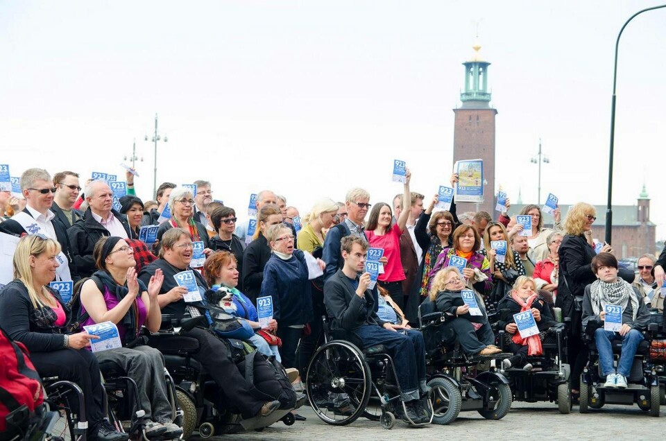 Varje torsdag i två år och två månader demonstrerade handikapporganisationer utanför Rosenbad. Det resulterade i att bristande tillgänglighet blev en diskrimineringsgrund 2015. Foto: Albert Martinsson