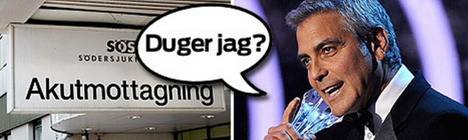 Ser du ut som skådespelaren George Clooney? Då kanske du platsar på Södersjukhusets akutmottagning. Foto: Scanpix, montage