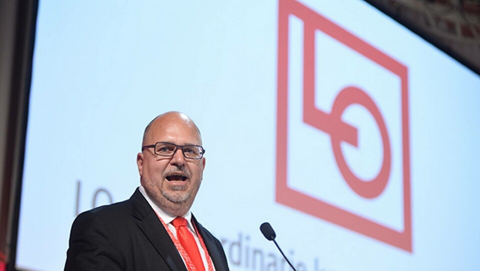 Kongressen gick emot LO-ledningen, med ordföranden Karl-Petter Thorwaldsson, i frågan om allmän visstid. Foto: Vilhelm Stokstad / TT-bild